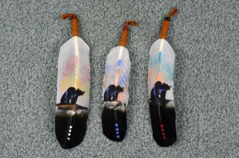 Hand Painted Bear Feather Coup